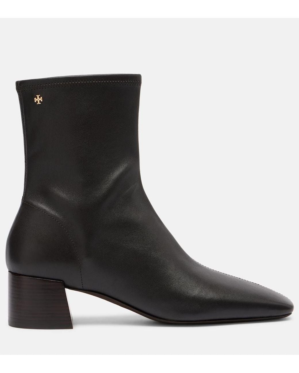 Tory Burch Black Stretch Leather Ankle Boots