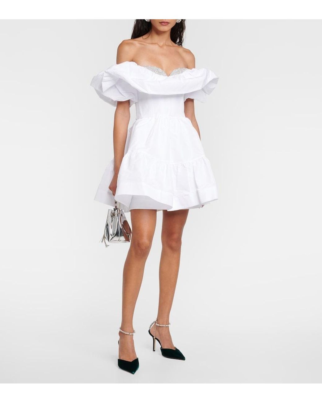 Rebecca Vallance White Bridal Mallory Off-Shoulder Minidress