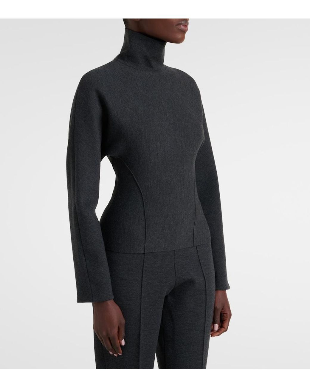 Alaïa Black Wool-Blend Turtleneck Sweater