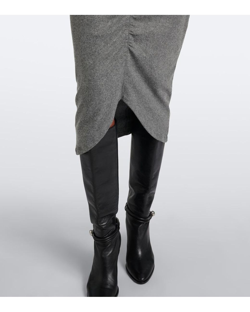 Isabel Marant Gray Dyling Ruched Jersey Midi Dress