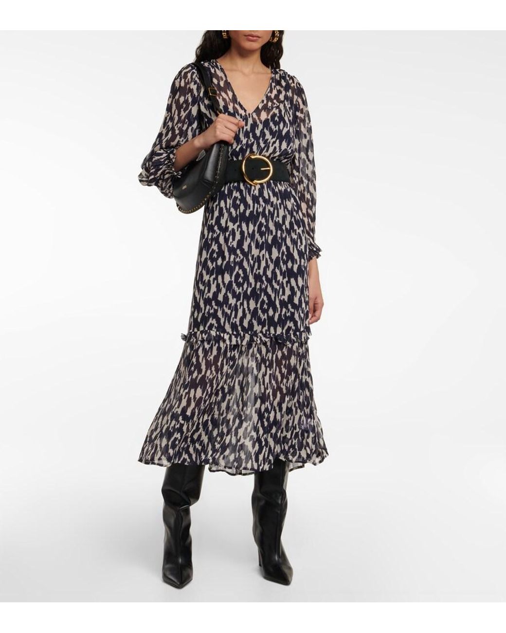Velvet Multicolor Kendra Printed Georgette Midi Dress