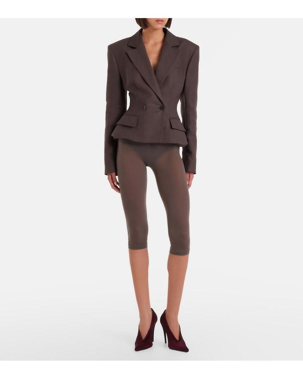 Magda Butrym Gray Capri Pants And Briefs Set