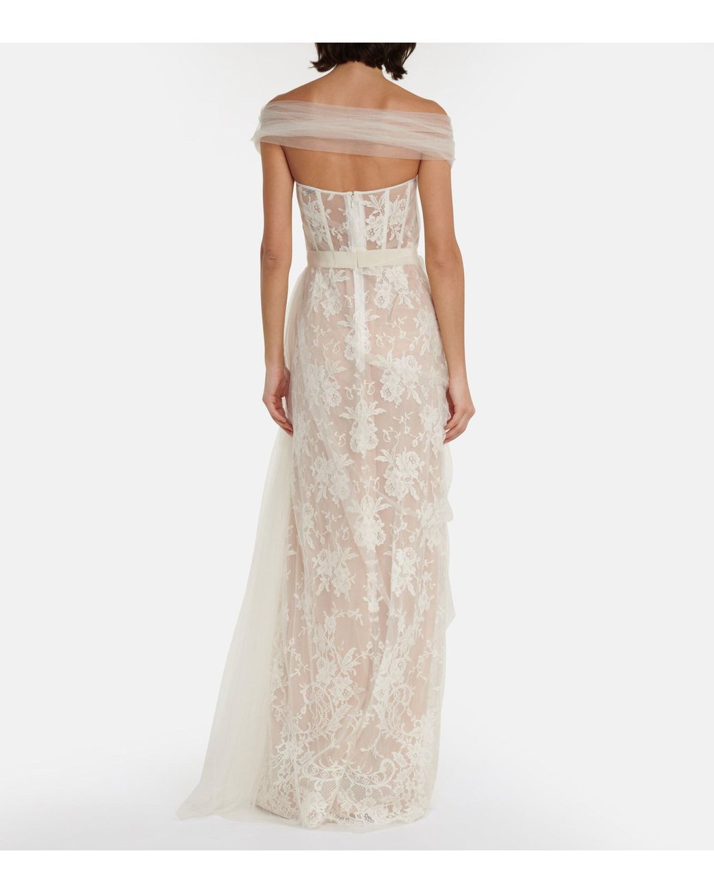 McQueen Bridal Guipure Lace And Tulle Gown in White | Lyst McQueen Bridal Guipure Lace And Tulle Gown in White | Lyst