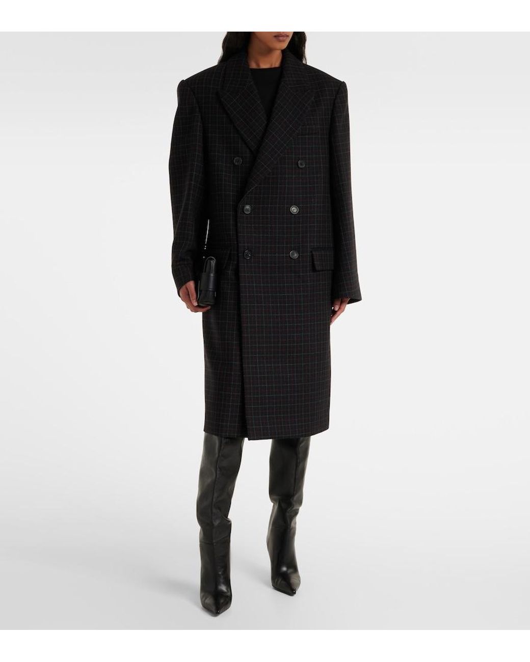 Wardrobe NYC Black Oversized Checked Virgin Wool Coat