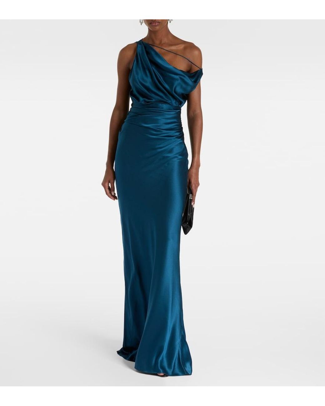 The Sei Blue Draped Silk Satin Gown