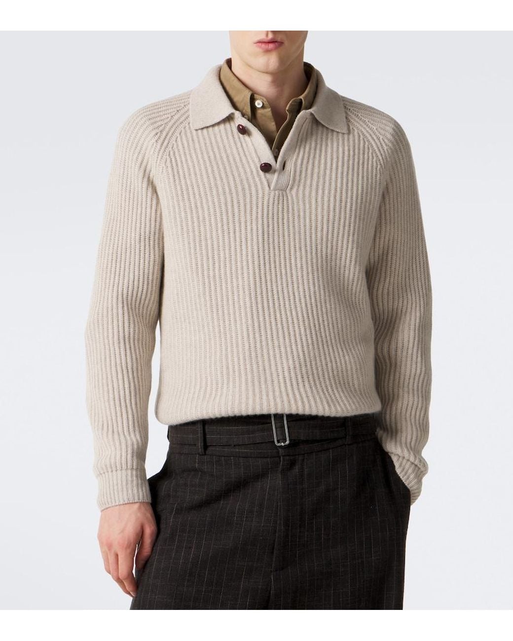 arch4 White Mr Darius Cashmere Polo Sweater for men