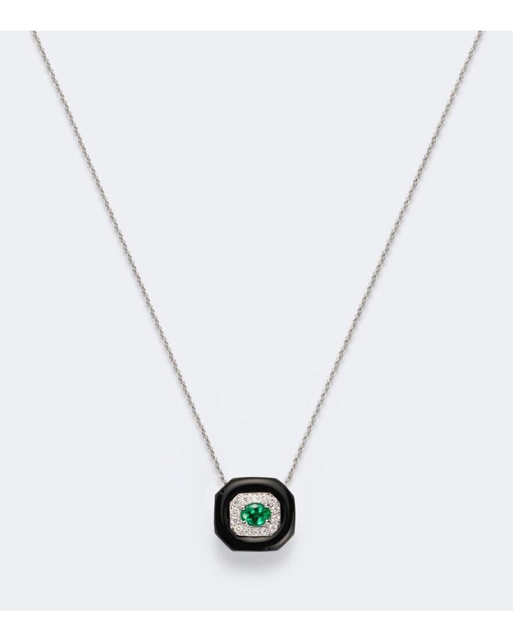 Nikos Koulis White Oui 18Kt And Enamel Pendant Necklace With Emerald And Diamonds