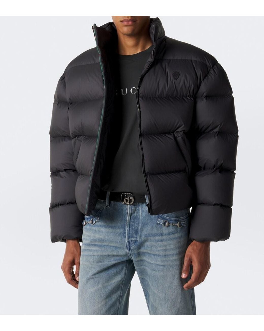Gucci Black Web Stripe Down Jacket for men