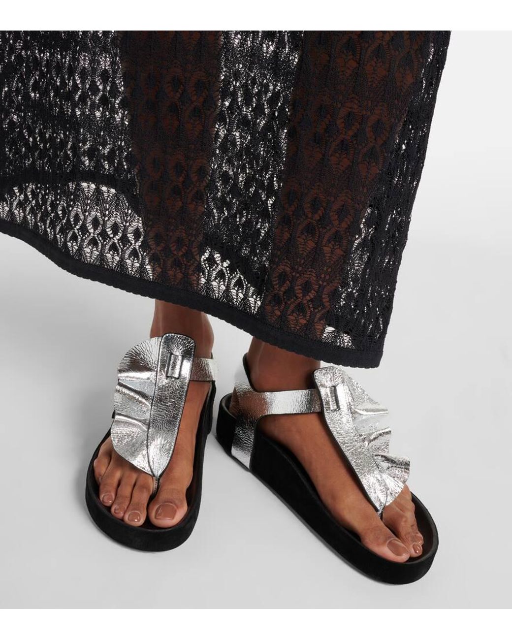 50mm Aridee-gp0 Metallic Leather Sandals