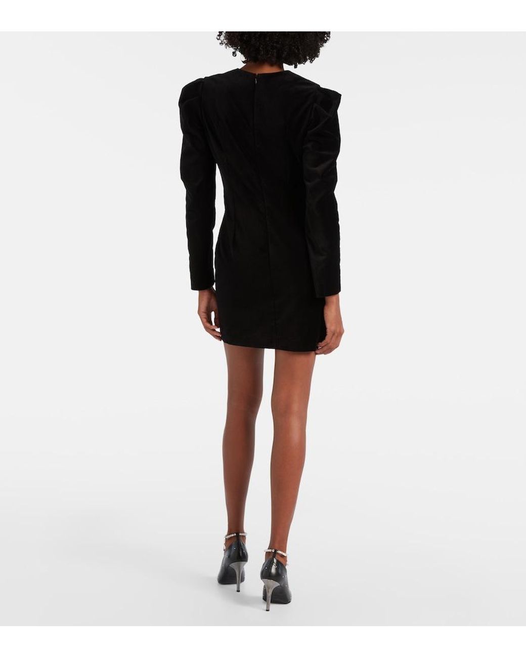 Isabel Marant Black Danee Embellished Velvet Minidress