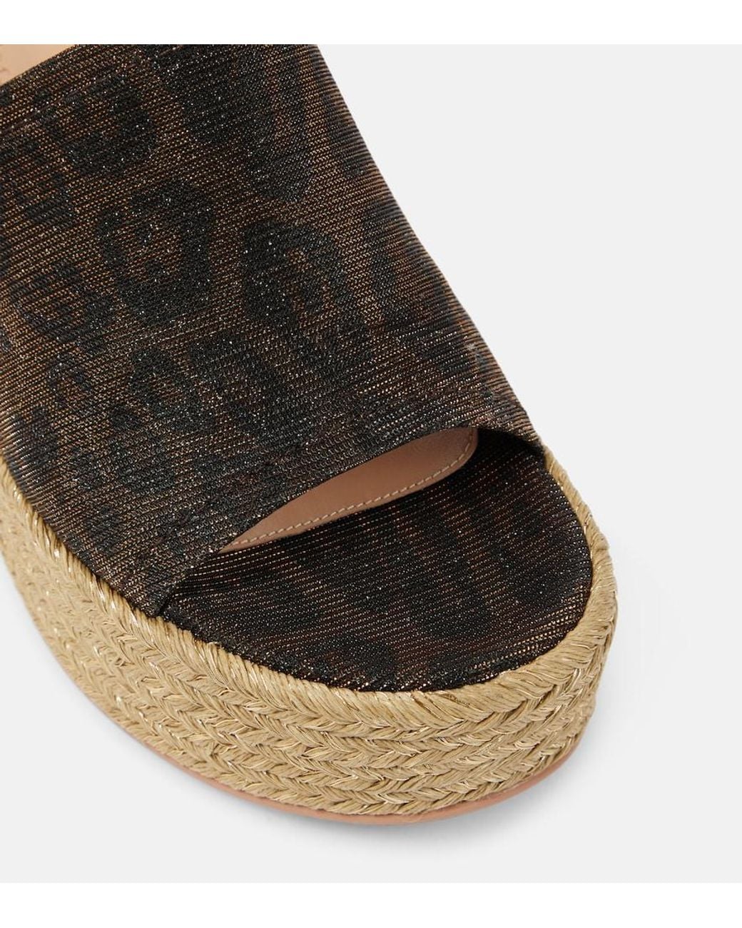 Gianvito Rossi Brown Leopard-Print Espadrille Wedge Mules