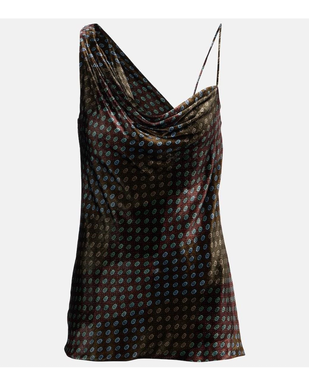 Dries Van Noten Black Draped Printed Velvet Top