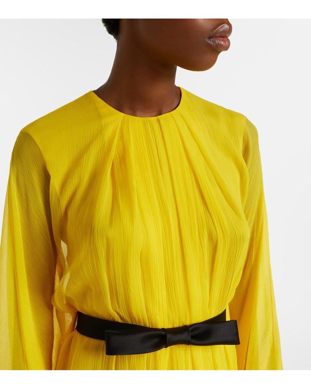 Givenchy Yellow Belted Silk Gown