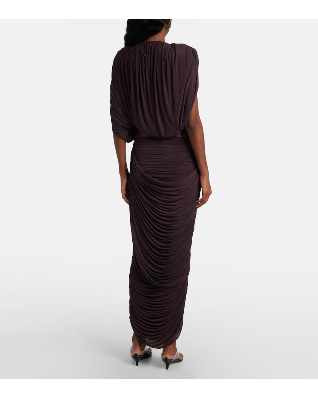 Magda Butrym Purple Draped High-Rise Maxi Skirt