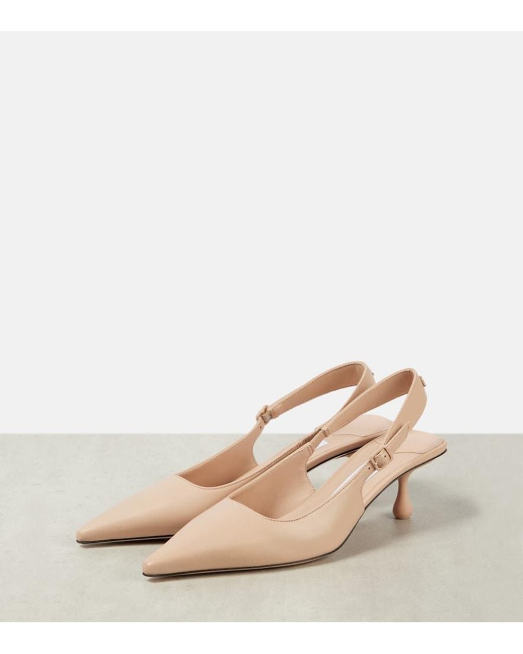 Jimmy Choo Natural Amel 50 Leather Slingback Pumps