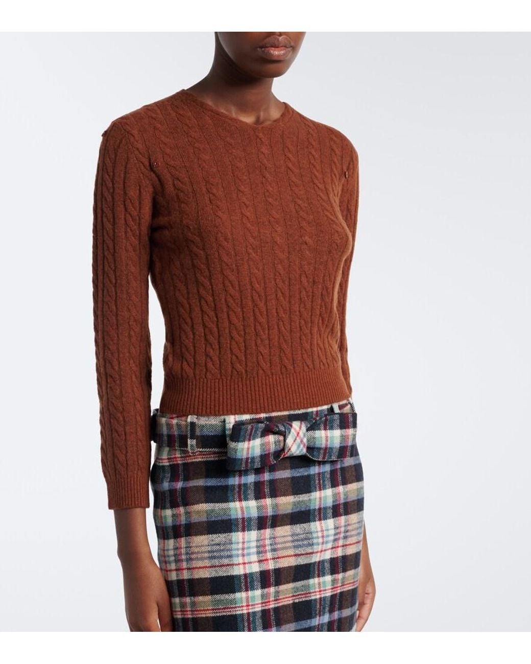 ShuShu/Tong Brown Cable-Knit Wool-Blend Sweater
