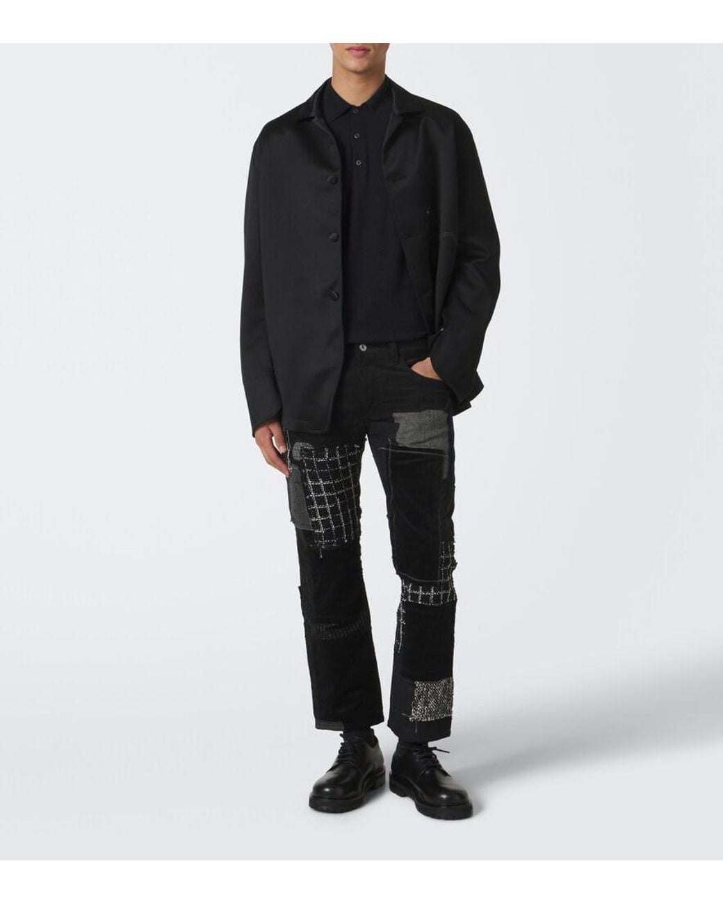 Pantalones Rectos De Algodon Con Patchwork Junya Watanabe de hombre de color Black