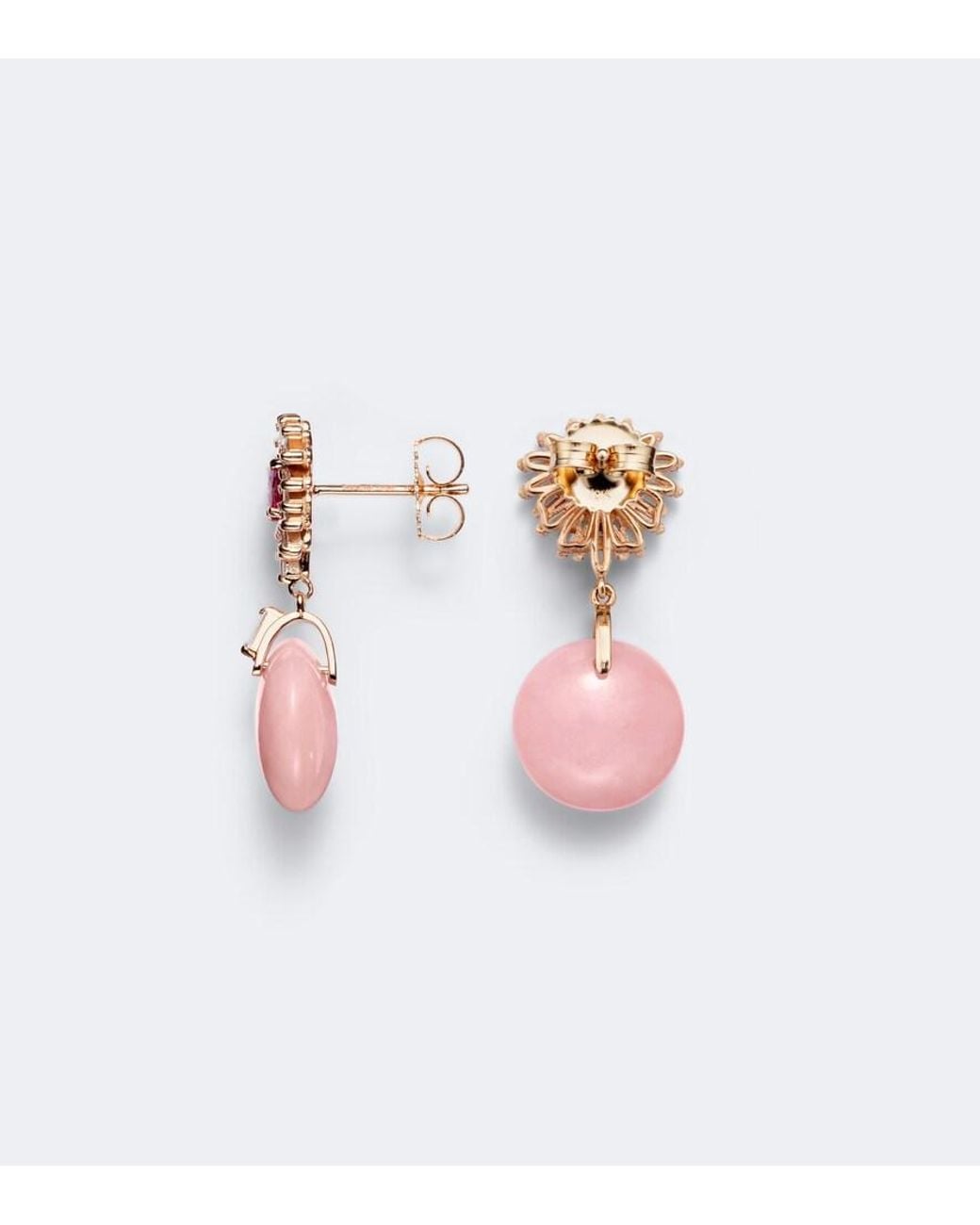 Suzanne Kalan Pink 18Kt Rose Drop Earrings With Gemstones