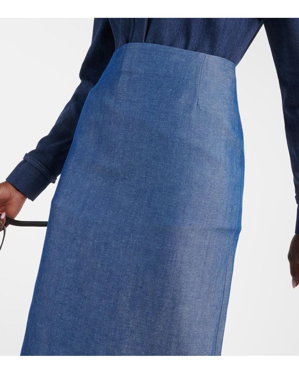 Gabriela Hearst Blue Manuela Wool And Linen Maxi Skirt