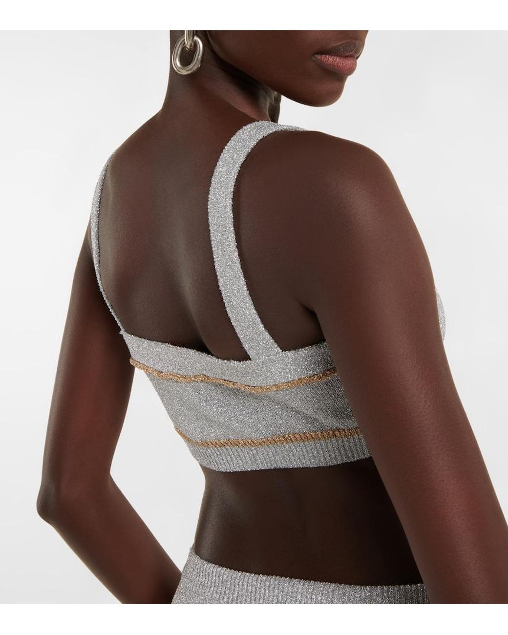 Rabanne Gray Metallic Knit Crop Top