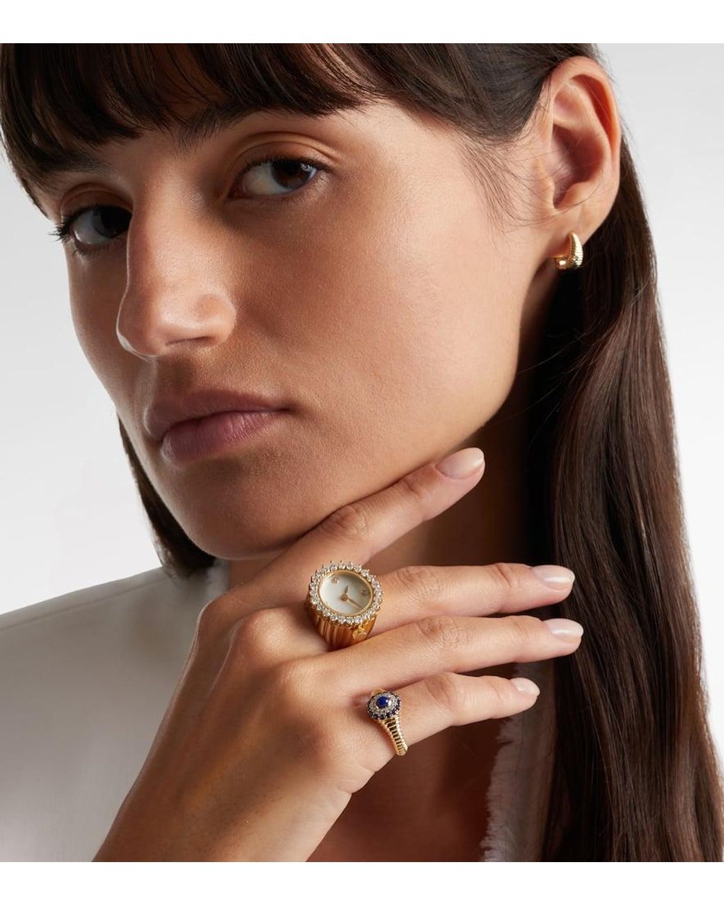 Yvonne Léon White Ring Berlingot Pompadour Baby Aus 9Kt Gelbgold (375/1000) Mit Edelsteinen