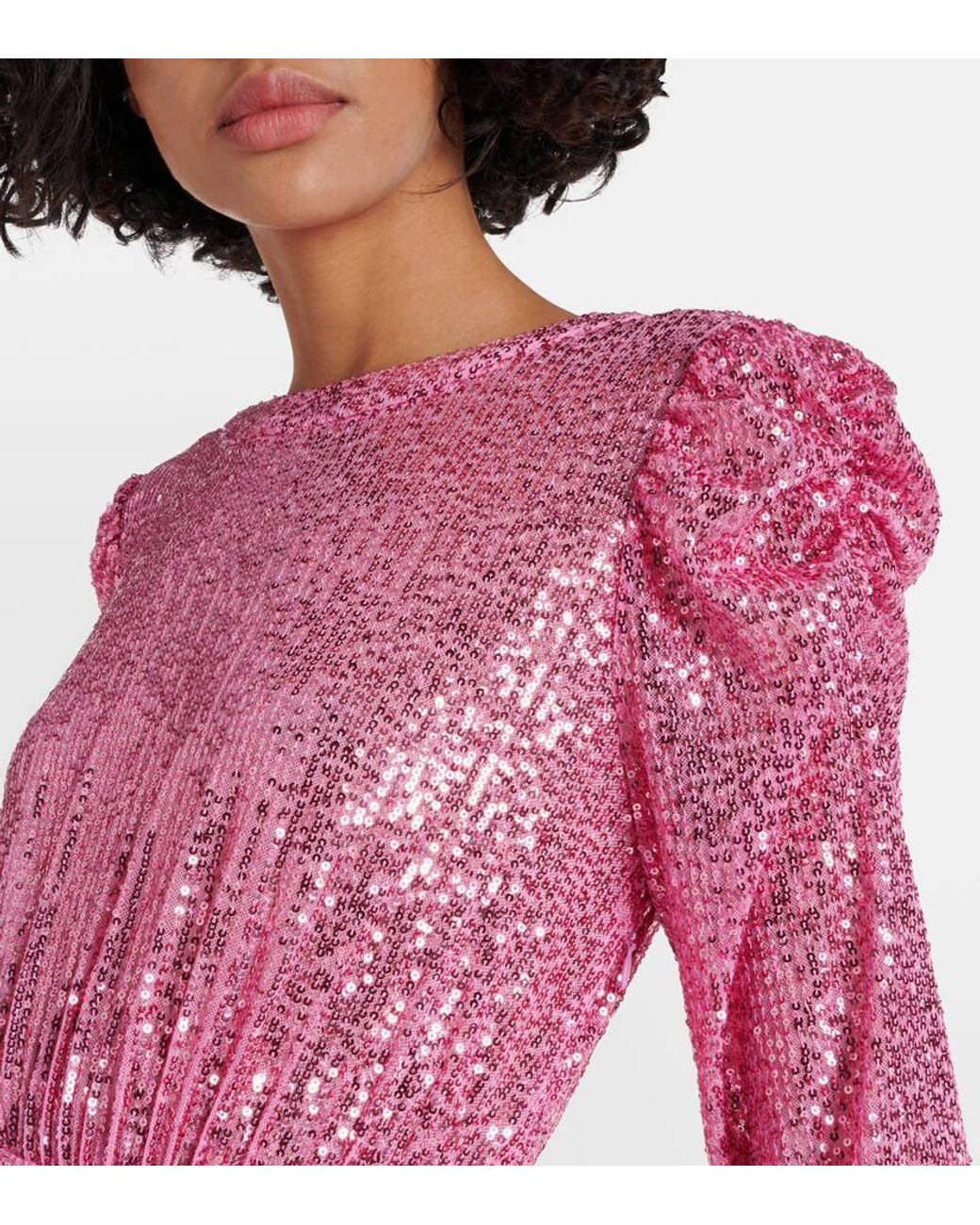 rixo cerise sequin dress RIXO London Cerise Sequined Midi Dress in Pink
