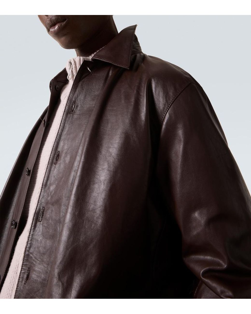 Our Legacy Brown Welding Leather Overshirt for men