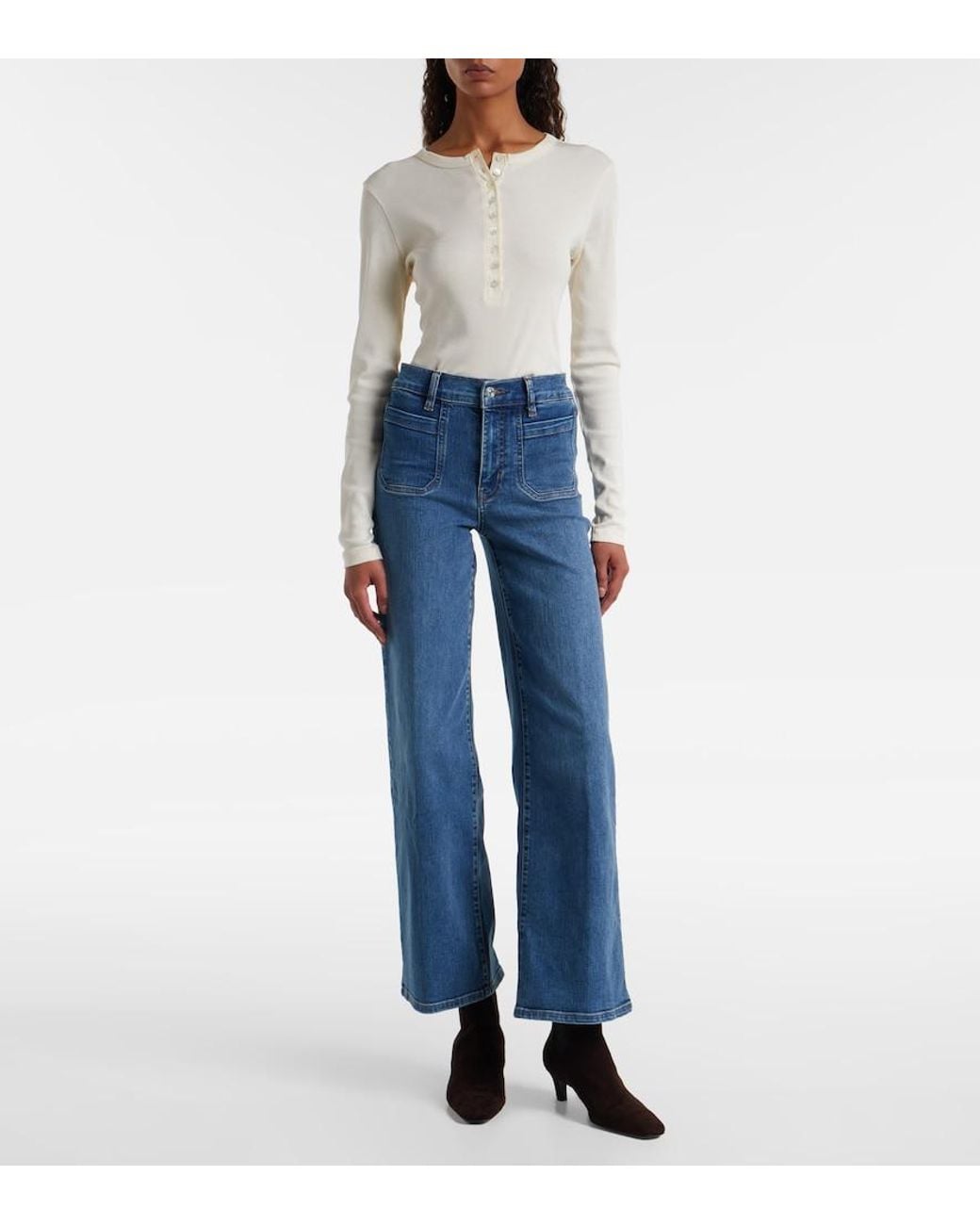 FRAME Blue Le Slim Palazzo Wide-Leg Jeans