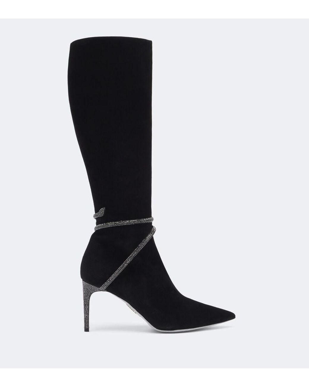 Rene Caovilla Black Cleo Embellished Suede Knee-High Boots