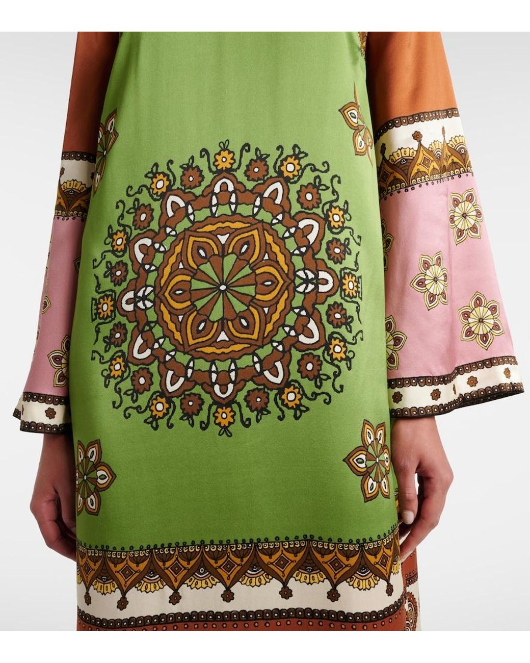 ALÉMAIS Green Contina Silk Maxi Dress