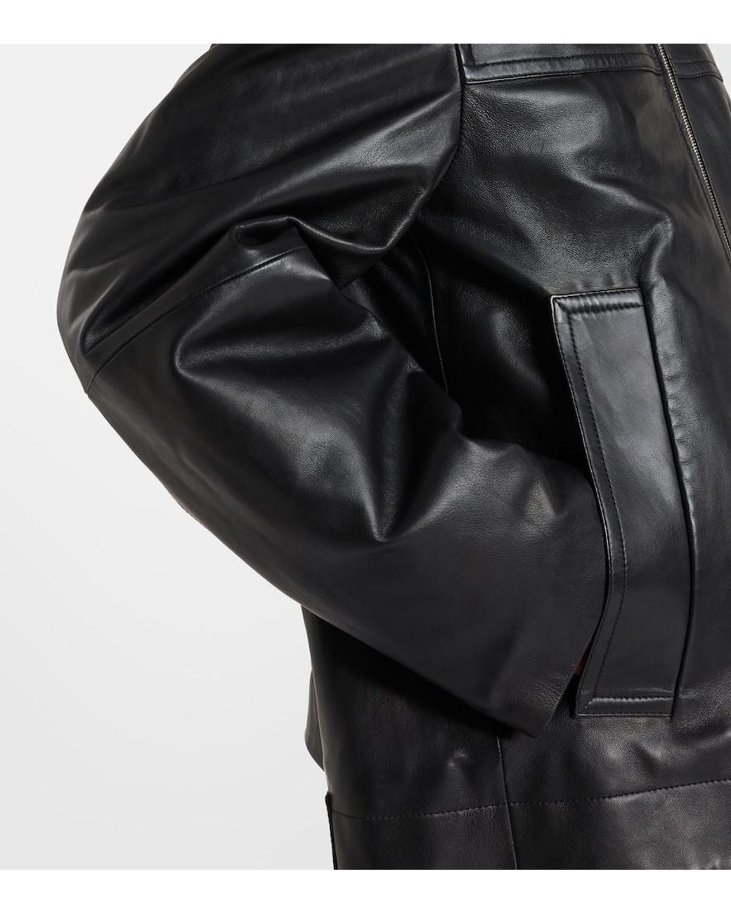 Sportmax Black Oversized Leather Jacket