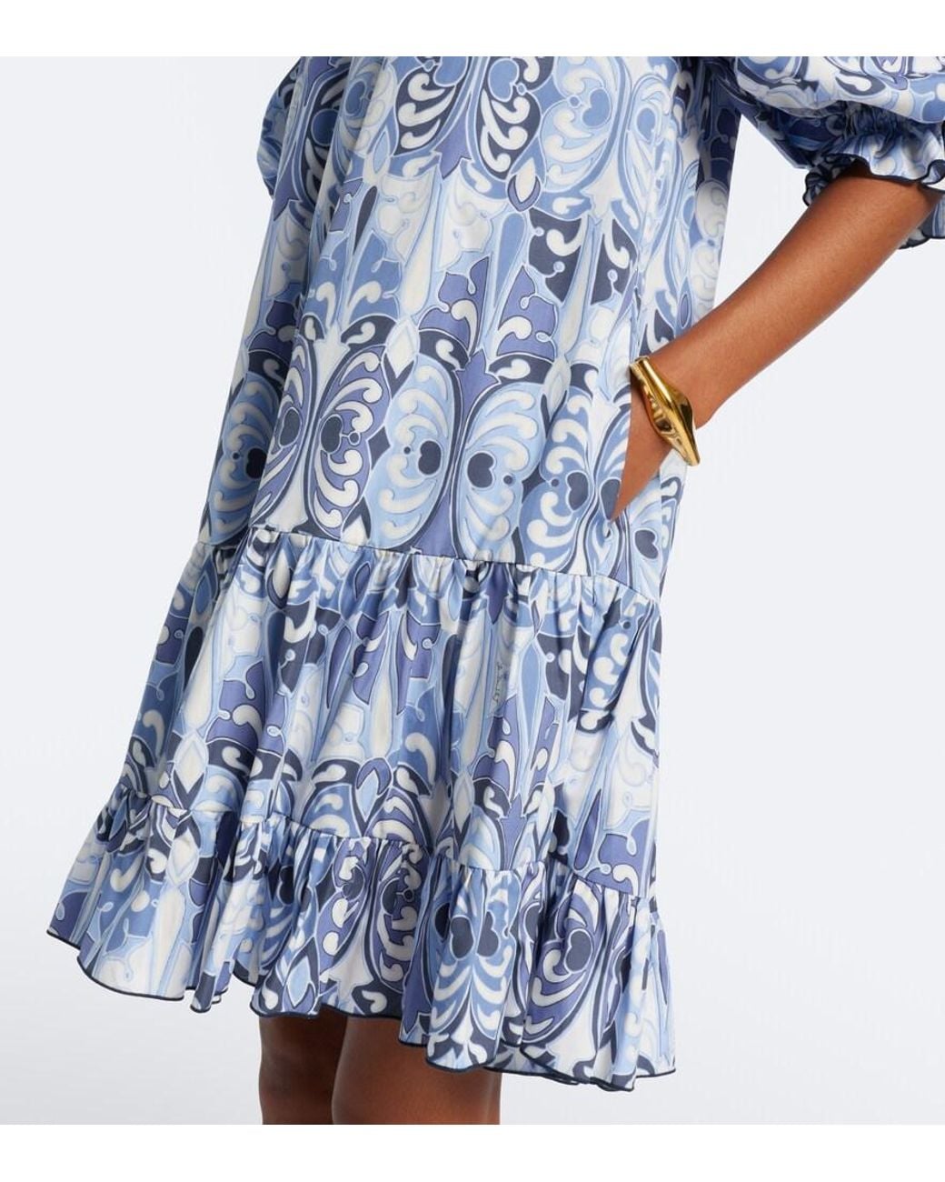 LaDoubleJ Blue Breakfast Printed Cotton Poplin Minidress