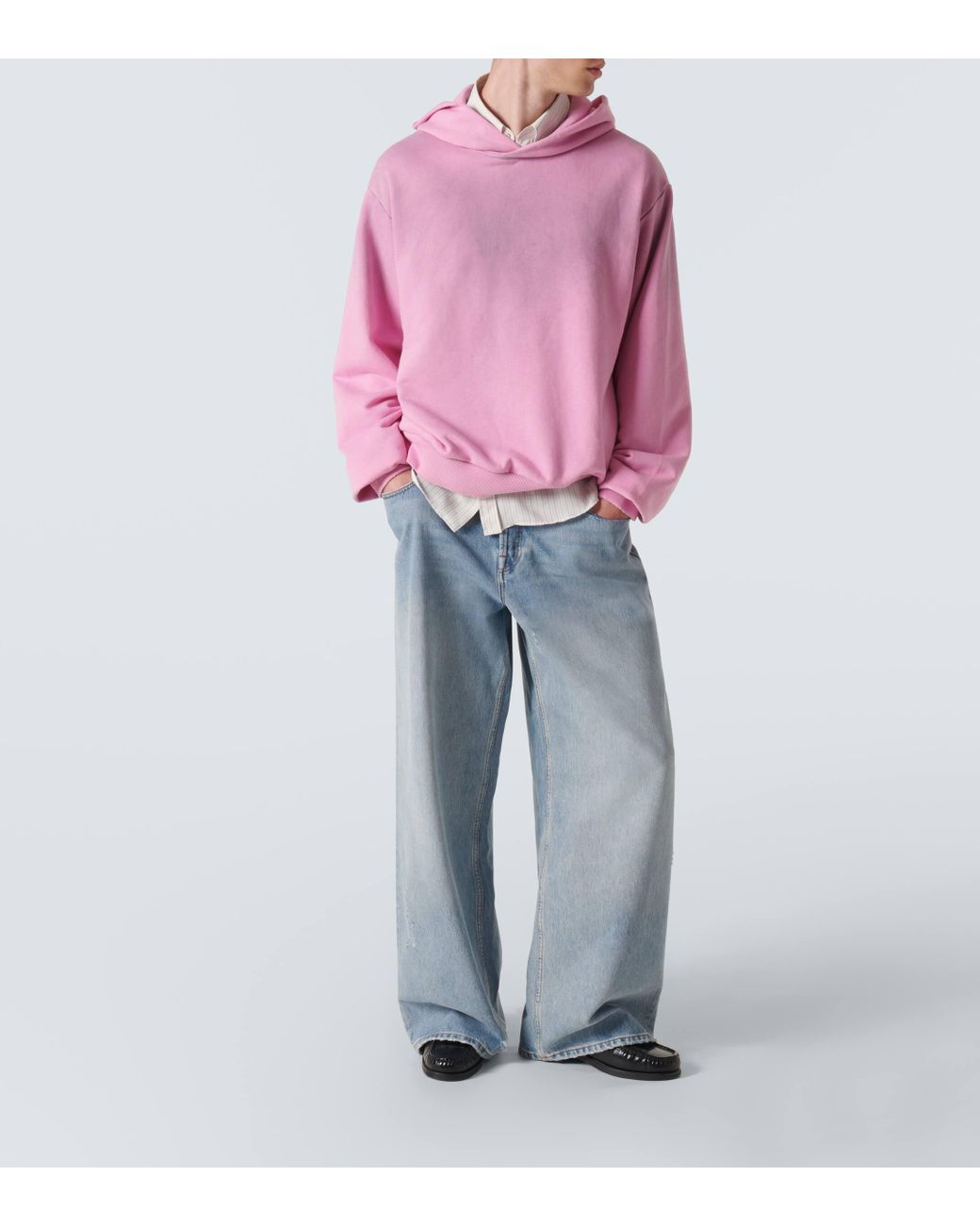 Acne Studios Logo Distressed Jersey Hoodie in Pink for Men Lyst UK