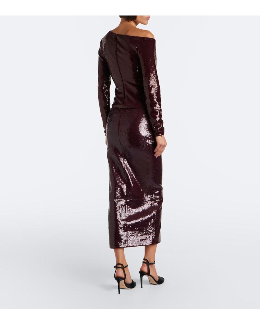 Roland Mouret Brown Sequined Midi Skirt