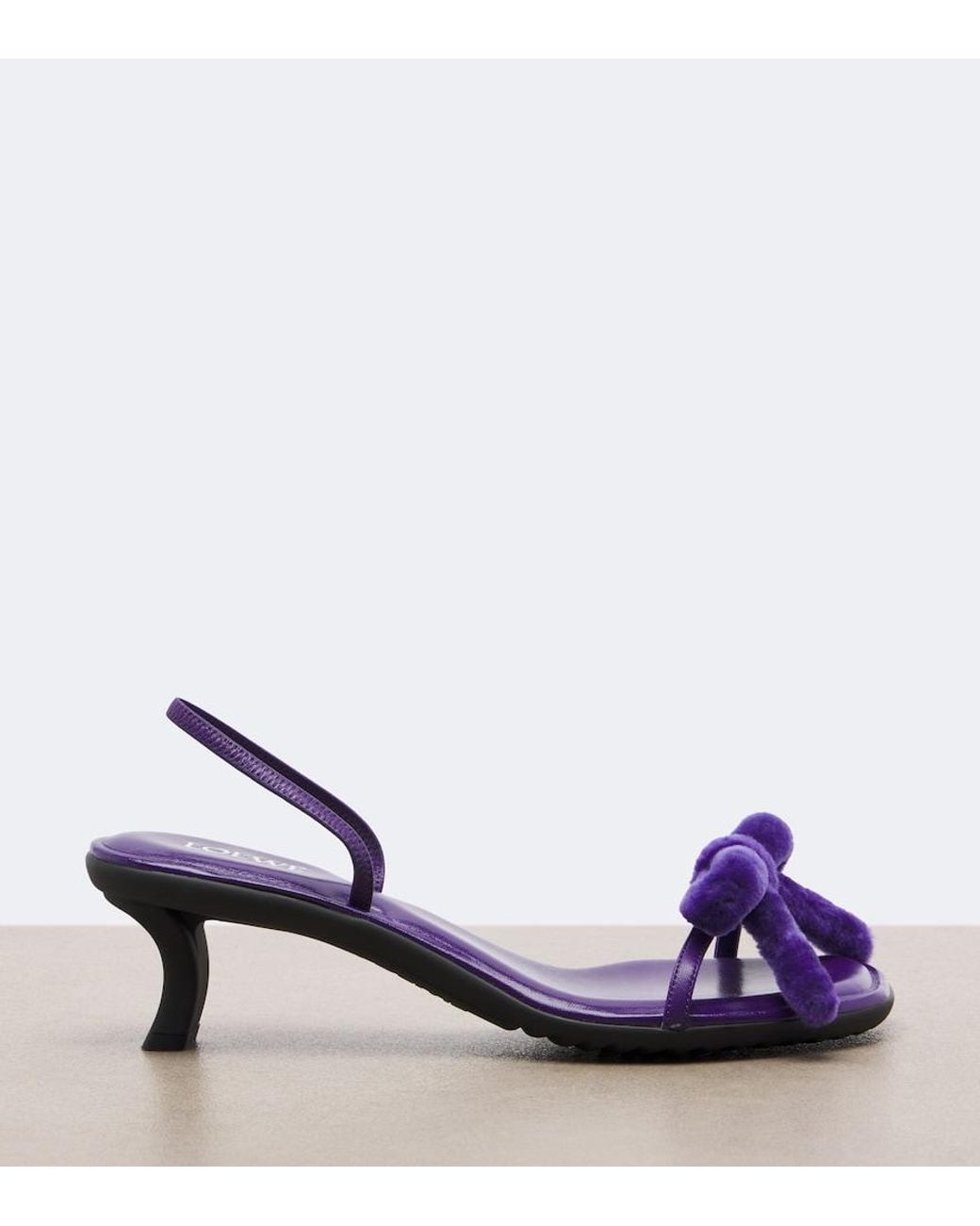 Loewe Purple Mimi Shearling And Leather Slingback Sandals