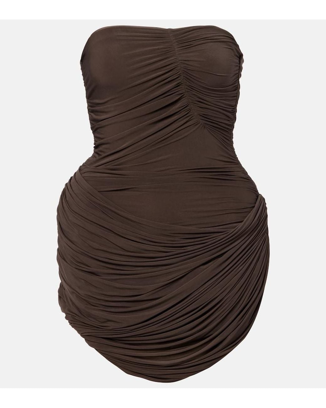 Magda Butrym Brown Ruched Jersey Minidress