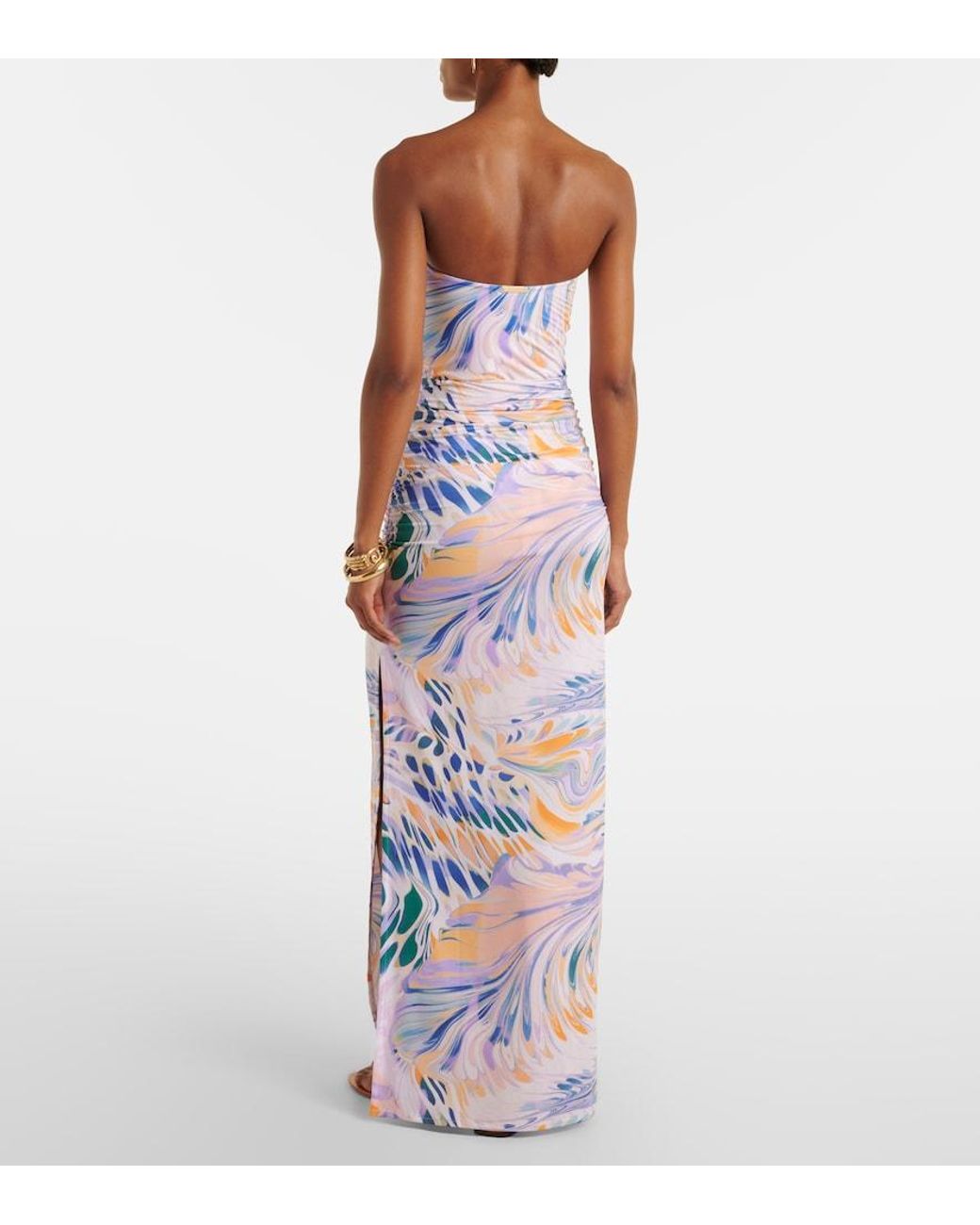 Alexandra Miro Blue Gia Printed Maxi Skirt