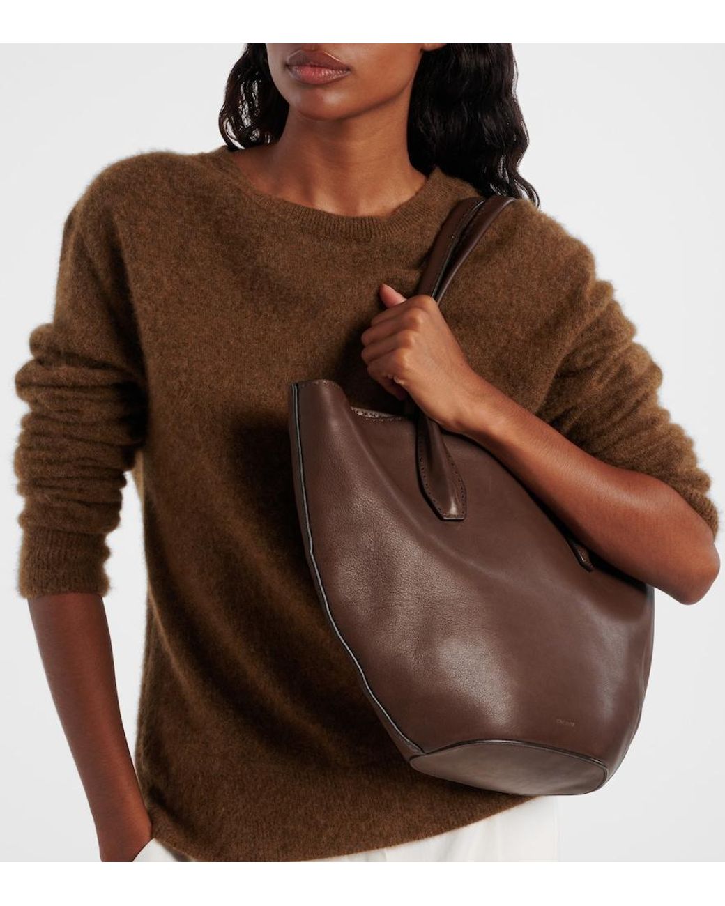 The Row Brown Alger Leather Tote Bag
