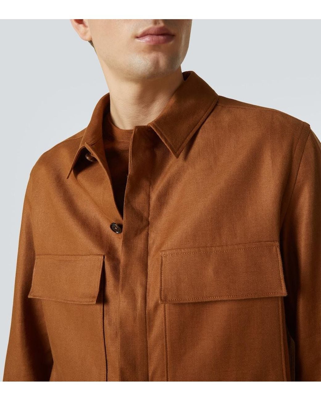Zegna Brown Linen Shirt for men