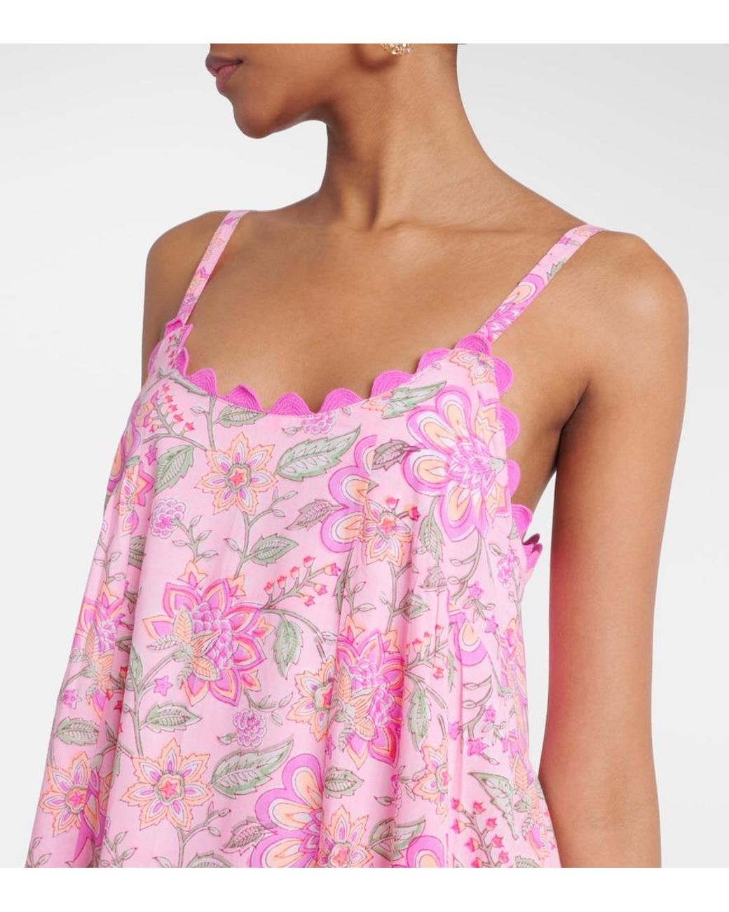Juliet Dunn Pink Floral Printed Cotton Maxi Dress