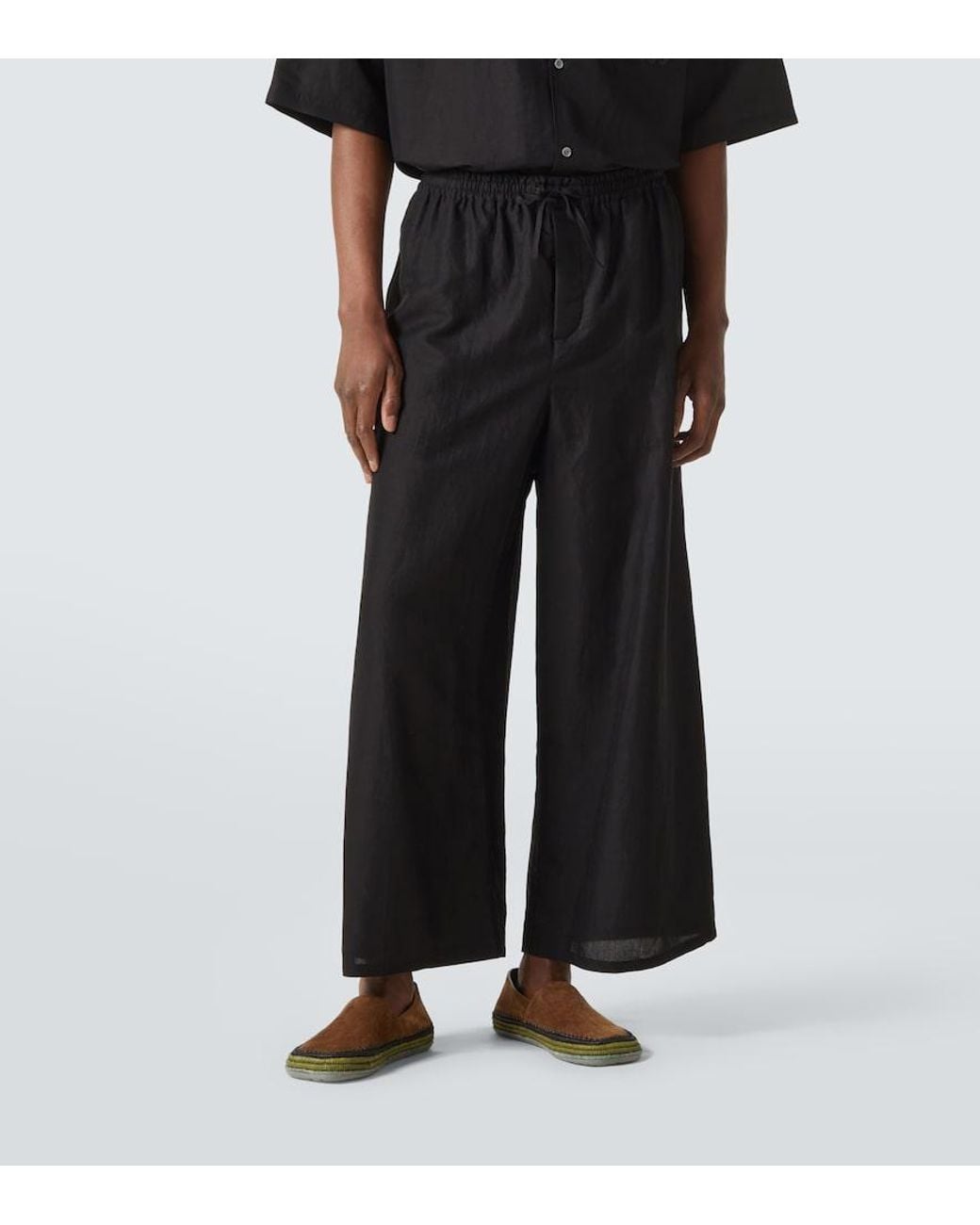 Loewe Black Paula's Ibiza Cropped Toile Wide-Leg Pants for men