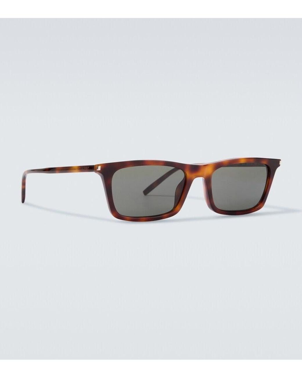 Saint Laurent Brown Corner Angle Rectangular Sunglasses for men