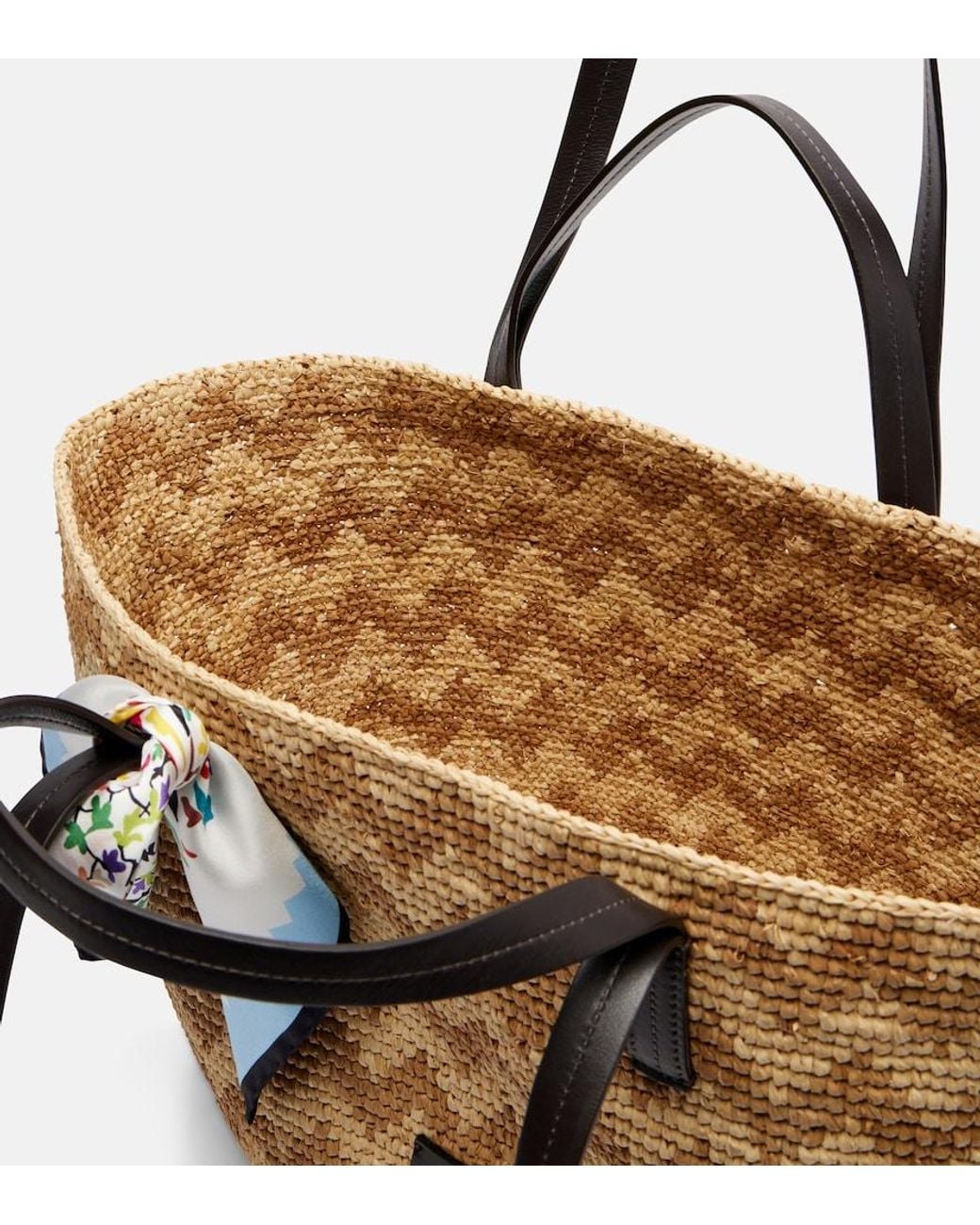 Missoni Brown Zigzag Large Raffia Basket Bag