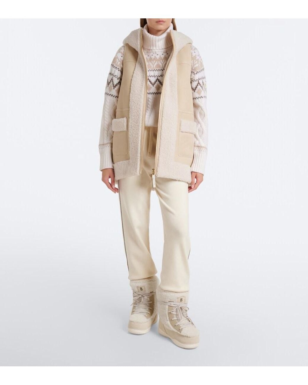 Bogner Natural Lonal Shearling-Trimmed Suede Ski Vest