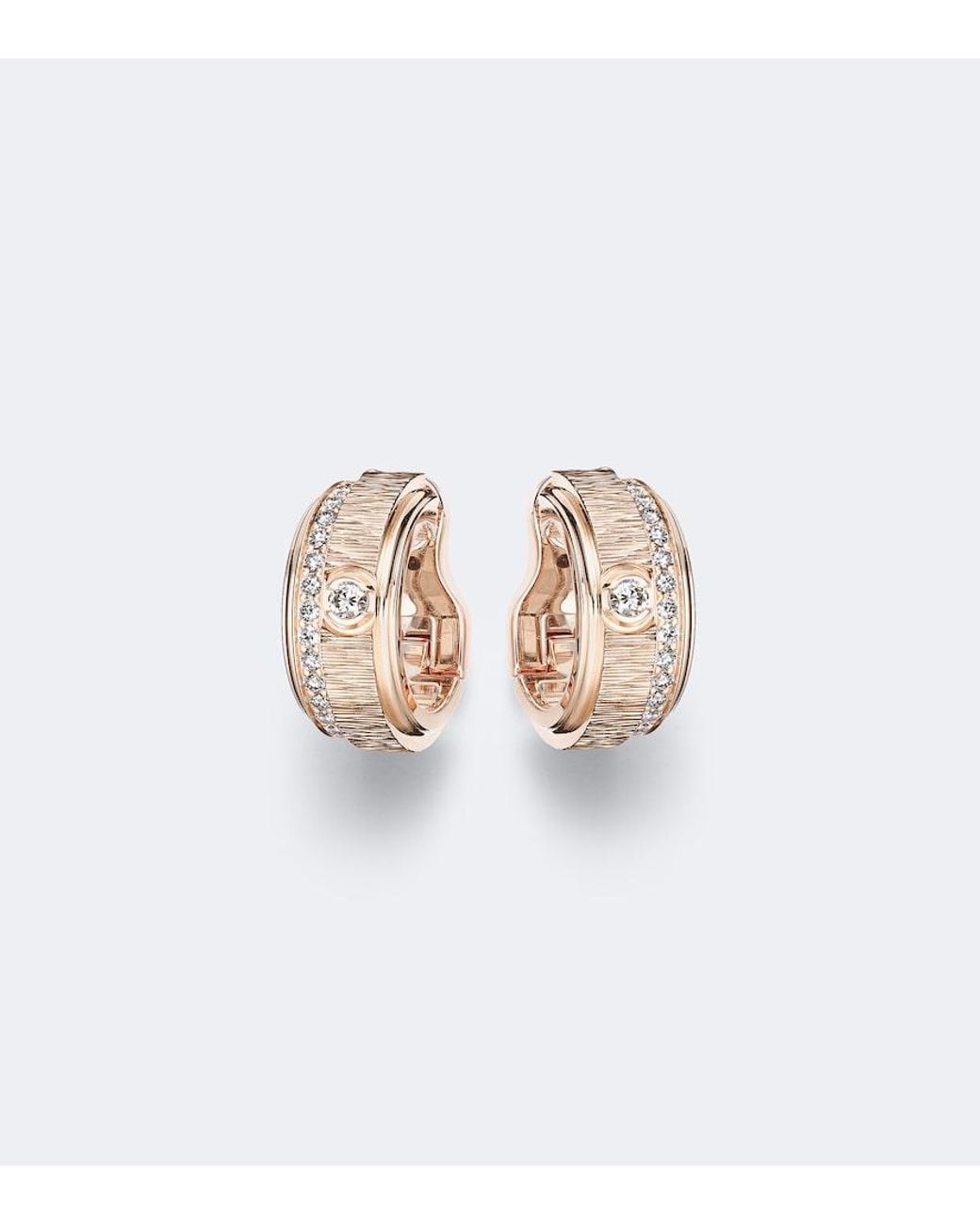 Piaget White Possession Decor Palace 18Kt Rose Hoop Earrings With Diamonds