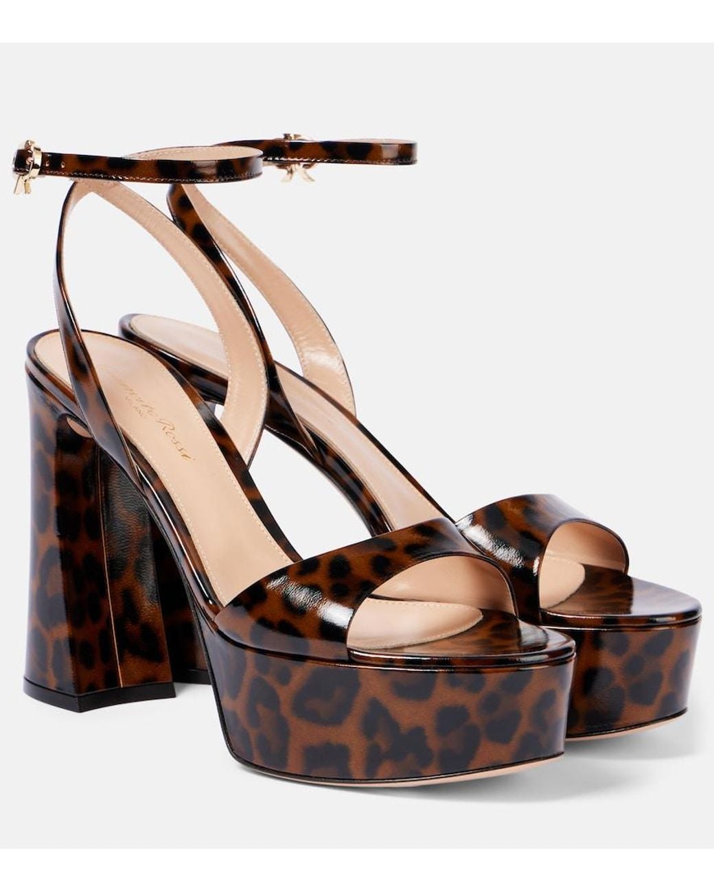Gianvito Rossi Brown Nancy 110 Leopard-Print Platform Sandals