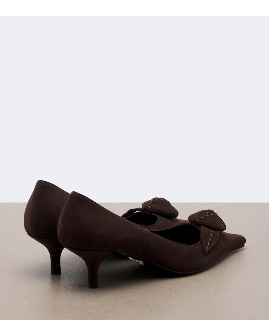 Prada Black Floral-Applique Suede Pumps