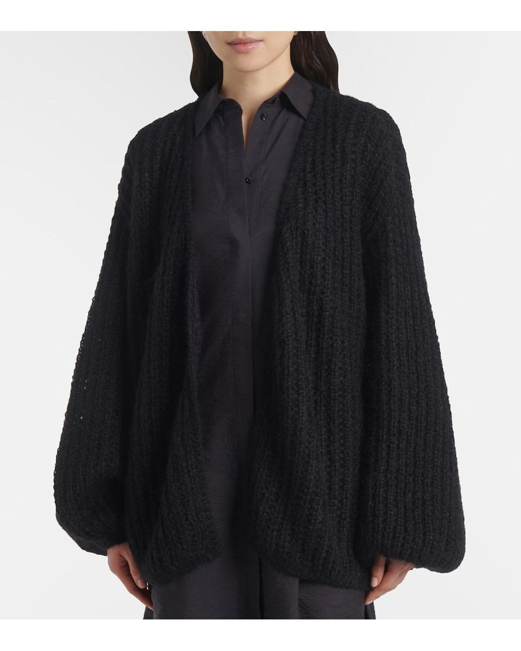 Totême Black Mohair And Wool-Blend Cardigan
