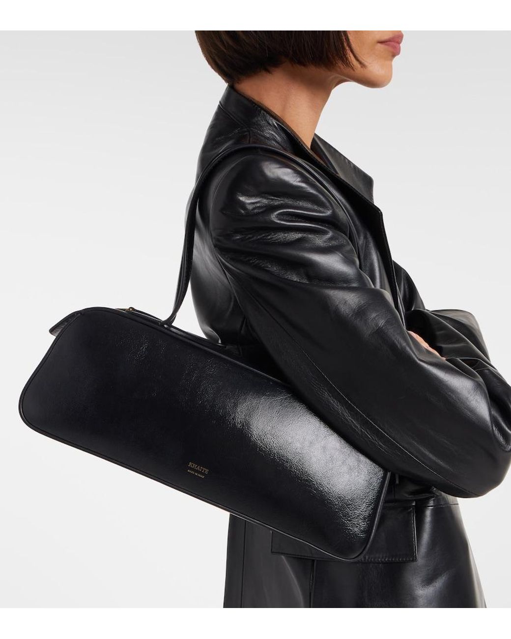 Khaite Black Simona Patent Leather Shoulder Bag