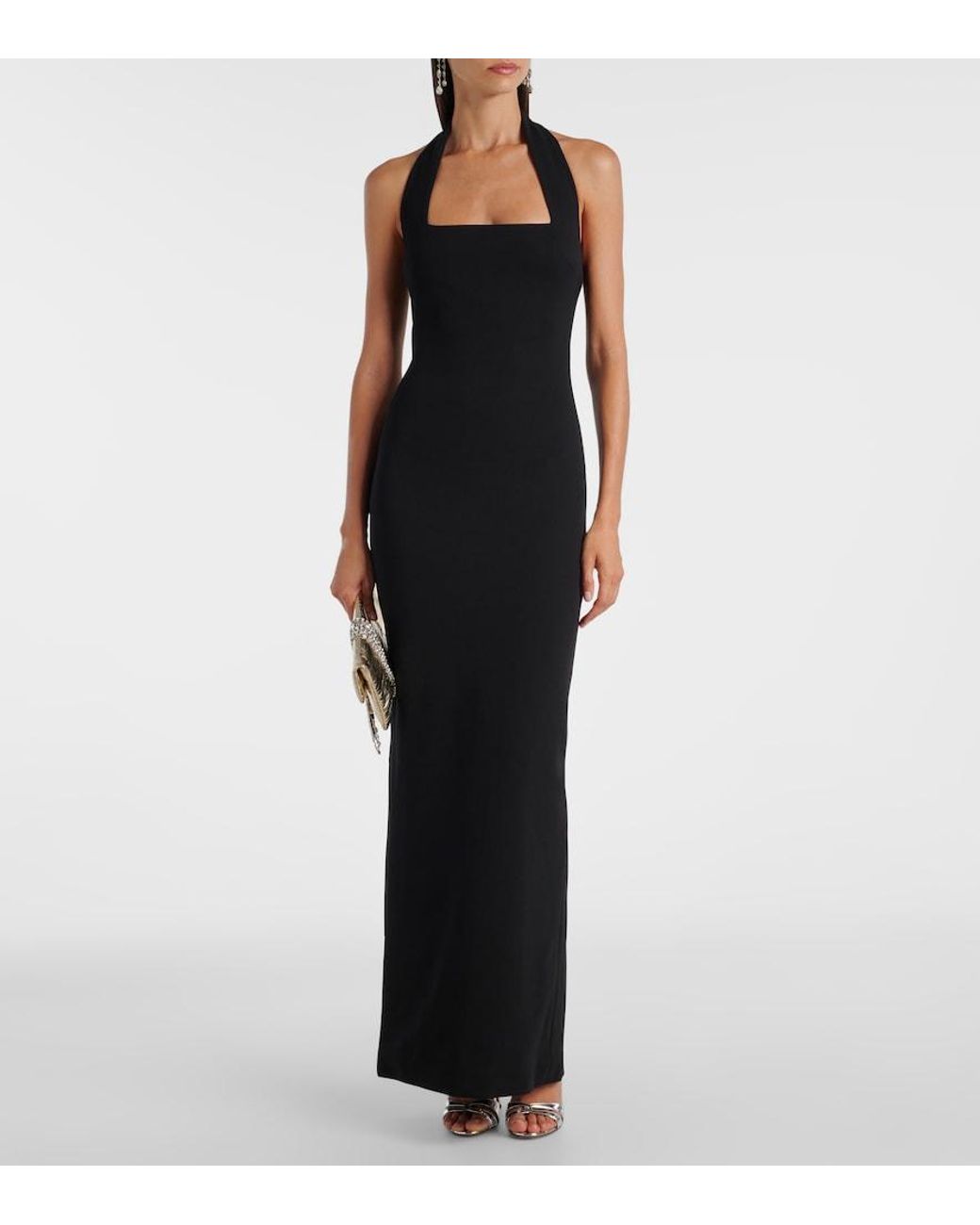Solace London Blue Ilona Halterneck Crepe Gown